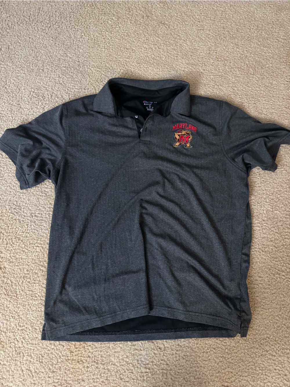 Men’s Gray Champion University of Maryland Polo Shirt - Size XL